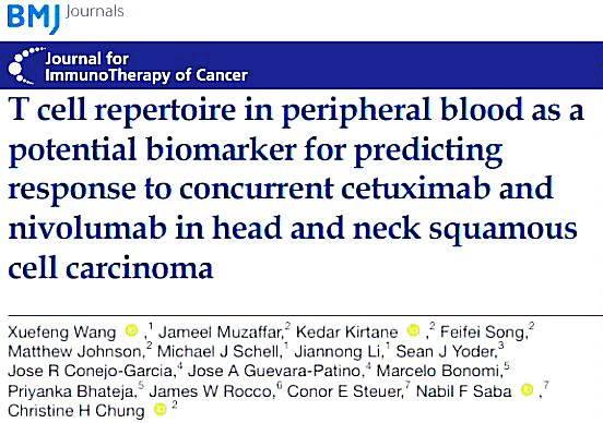 J IMMUNOTHER CANCER |外周血TCR可作为单抗与PD-1联用治疗头颈部鳞状细胞癌的潜在标志物！